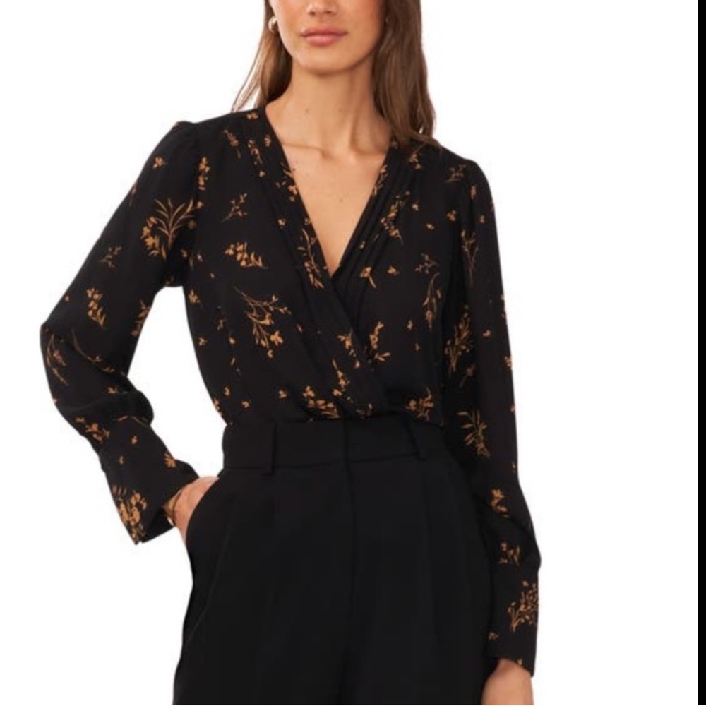 Bundle of 3 Halogen Long Sleeve Gathered Hem Wrapped Front Blouses~size M